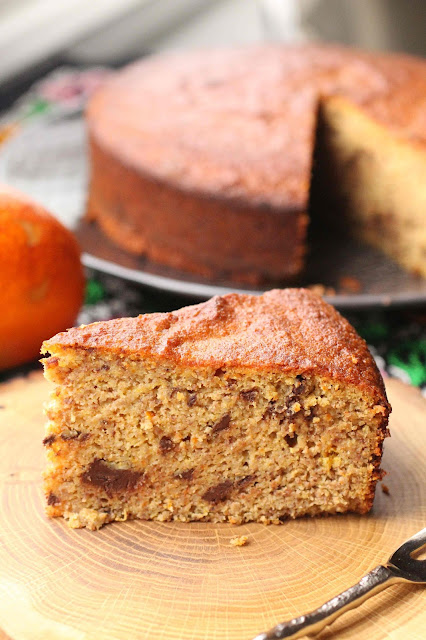 gateau oranges cuites et amandes avec chocolat