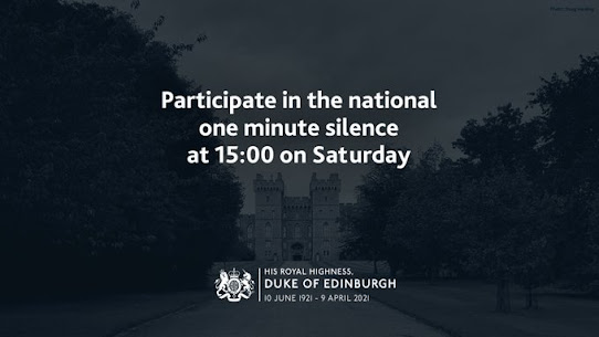 Black official UK GOv notice Participate in the 1 minute silence 3pm Saturday 17th April