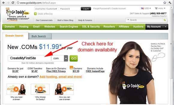 Search domain on goddady