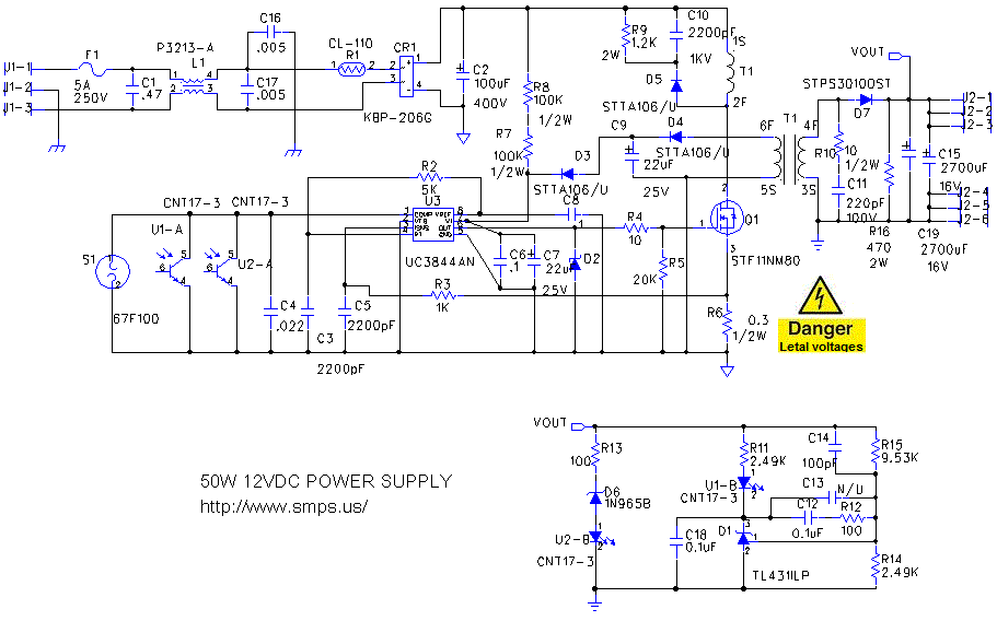 12V 50W Switching Regulator Circuit Diagram