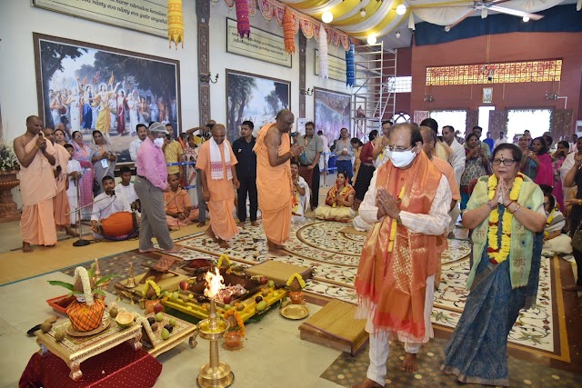 Assam Governor Prof. Mukhi visits Hare Krishna Mandir on Janmashtami