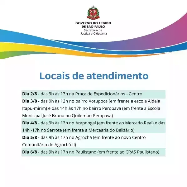 Registro-SP recebe Projeto Cidadania Itinerante entre os dias 2 e 6 de agosto
