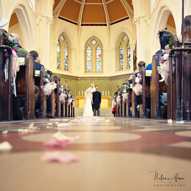 bride and groom at the altar at St James's Church Islington wedding