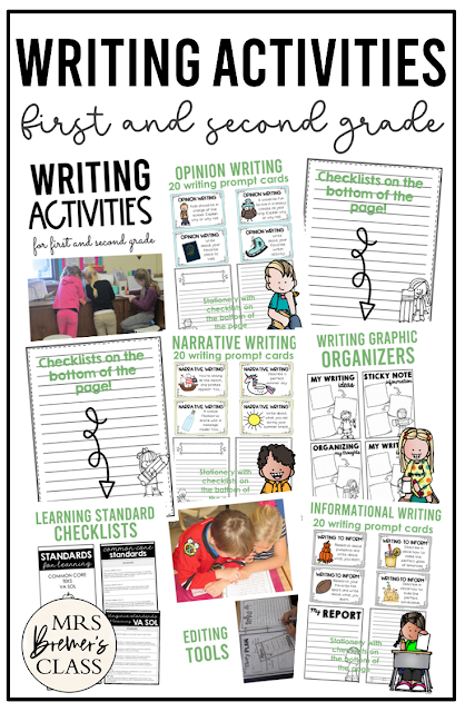 Writing Activities unit for First Grade and Second Grade to practice writing narratives, opinions, and informative pieces