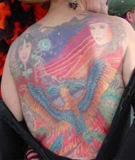 Native american tattoo on back body