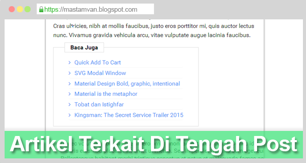 Cara Otomatis Menambahkan Artikel Terkait Di Tengah Postingan