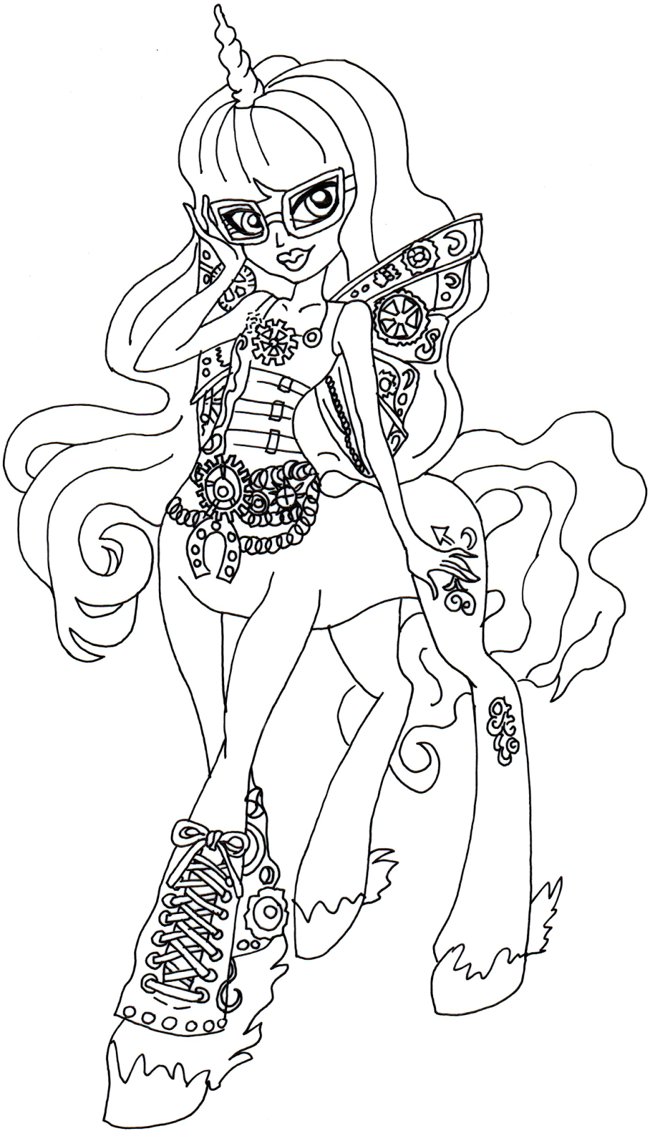 Download Free Printable Monster High Coloring Pages: Penepole Steamtail Monster High Coloring Page