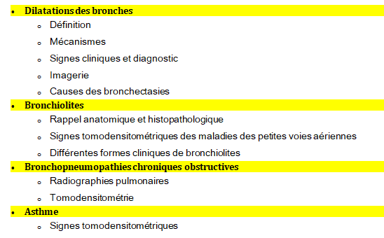 Dilatations des bronches, bronchiolites, bronchopneumo