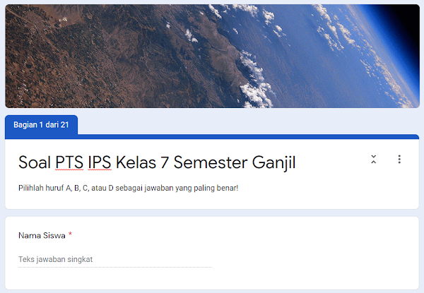 Soal PTS Online Mata Pelajaran IPS Kelas 7 Semester Ganjil Tahun Pelajaran 2021/2022