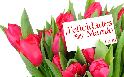 Arreglo floral de tulipanes con mensaje Día de las Madres