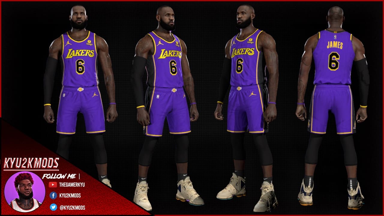 NBA 2K22 LA Lakers 2022-2023 Statement Jersey by Kyu2K - Shuajota: NBA 2K24  Mods, Rosters & Cyberfaces
