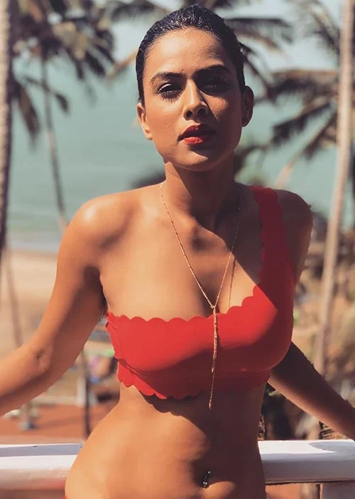 Nia Sharma red bikini hot indian tv actress