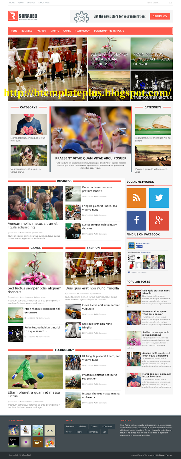 Image Download free great functional Sora Red blogger template 