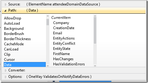 DataForm ItemsSource Binding