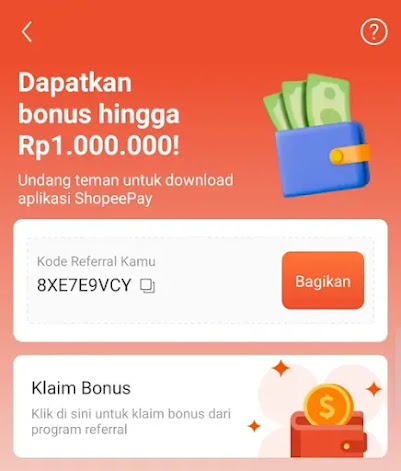 Kode Referral ShopeePay Saldo Gratis 20 Ribu