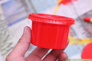    LEGO Brick Kostum 1 Dapatkan kotak. Kotak harus cukup tinggi untuk menutupi seluruh tubuh dari pemakainya dimaksudkan dan sekitar bahu-lebar. Jangan mendapatkan kotak yang memanjang di bawah lutut atau masa lalu siku, baik sebagai sifat akan membuat tidak mungkin untuk bergerak di sekitar. Idealnya, kotak akan berakhir tepat di atas pinggul dan pada garis bahu sehingga pemakainya masih akan memiliki kesulitan bergerak di sekitar. Kedalaman kotak harus tidak lebih besar dari lebar, tetapi Anda dapat memilih untuk kotak dengan kedalaman lebih dangkal untuk membuatnya lebih mudah untuk bergerak di sekitar. Minimal, kotak hanya perlu cukup dalam bagi pemakainya dimaksudkan untuk masuk ke dalam.  2Hapus bagian bawah kotak kardus besar               Gunakan kotak cutter atau sepasang gunting tajam untuk memotong kardus itu di halus, bahkan line.  Tape up sisi lain dari kotak untuk mencegah tutup kardus dari datang longgar      3 Beri lubang untuk lengan dan kepala. Lubang untuk kepala akan perlu berada di pusat atas sedangkan lubang untuk lengan akan perlu sepanjang sisi dan menuju ke atas. Gunakan kotak cutter atau sepasang gunting tajam untuk memotong lingkaran untuk lengan dan kepala.    Mulailah dengan kepala. Baik mengukur ruang yang diperlukan untuk kepala atau mengukur diameter kepala pemakainya dengan penggaris atau pita pengukur. Memotong lubang untuk kepala sebagai dekat ke tengah atas mungkin.    Menyelinap kotak lebih pemakainya sebelum memotong lubang lengan. Jarak yang tepat dari atas kotak di atas lubang lengan dapat bervariasi tergantung pada individu mengenakan kostum, dan mengukur dengan mata setelah tergelincir kotak di adalah cara terbaik untuk menentukan di mana lubang lengan harus pergi . Biasanya, ini akan menjadi sekitar 2-3 inci (5-7,6 cm) di bawah bagian atas kotak, sepanjang sisi. Setiap lubang perlu setidaknya selebar bagian terluas dari lengan pemakainya.        4 Cat Lapisan bawah putih. Tutup bagian atas dan semua sisi kotak dengan cat semprot putih atau cat kerajinan akrilik putih. Cat putih menciptakan "batu tulis kosong" macam, sehingga memudahkan warna akhir untuk menunjukkan secara akurat tanpa berwarna dengan warna karton.    Menggunakan non-glossy, cat matte. Anda harus menggunakan jenis cat yang cat lain akan menempel, membuat matte cat pilihan yang jauh lebih baik daripada cat glossy.  5  Cat Mantel Warna. Gunakan cat semprot atau cat kerajinan untuk menutupi kotak dengan warna dasar. Merah adalah warna yang paling klasik untuk batu bata LEGO, tetapi Anda juga bisa melukis kotak biru atau kuning. Beberapa warna yang ide yang sangat baik jika Anda memiliki beberapa orang yang menghadiri fungsi yang sama seperti batu bata LEGO. Memilih untuk terang, warna solid, seperti "pemadam kebakaran" merah.    Kedua mengkilap dan matte selesai bekerja untuk layer ini cat, tapi cat semprot adalah lebih baik untuk cat kerajinan akrilik sejak cat diterapkan oleh semprot cenderung halus dibandingkan cat diaplikasikan dengan kuas.   Anda mungkin perlu beberapa lapisan cat, tetapi menerapkan lapisan putih sebelum lapisan warna harus mengurangi jumlah total mantel warna.   Jangan khawatir tentang mendapatkan cat di dalam kotak saat Anda bekerja. Tidak ada bedanya apakah dalam kotak tetap bersih atau mendapat sengaja dilapisi cat.     6  Memotong lingkaran dari karton dicat. Anda akan butuh enam lingkaran bahkan, masing-masing dengan diameter yang mengukur sekitar 1/8 dari tinggi kotak. Lingkaran harus prima dengan cat putih dan dicat dengan warna yang sama dengan sisa kotak.   Sebuah ide yang baik adalah untuk menyelamatkan bagian bawah kardus Anda memotong dari kotak, memotong lingkaran itu, dan cat lingkaran menggunakan cat yang sama digunakan pada sisa kostum. kardus tambahan mungkin masih diperlukan, meskipun. Gunakan stensil, cookie cutter, atau kompas untuk menarik dan memotong lingkaran bulat sempurna.   Alih-alih menggunakan kardus, Anda juga bisa menggunakan putaran, bak makanan dangkal, seperti jenis memegang es krim atau margarin. Cat ini cat semprot menggunakan atau cat kerajinan disetujui untuk digunakan dengan plastik.   7 Melampirkan lingkaran ke kotak. Gunakan lem panas untuk mengamankan lingkaran karton ke depan kotak di dua kolom dengan tiga baris masing-masing.  Kolom dan baris semua harus dalam posisi lurus, bahkan dengan jarak antara masing-masing.  Anda mungkin perlu menggunakan penggaris atau pita pengukur untuk menandai dua kolom bahkan tiga bahkan baris. Lakukan ini dengan membagi lebar dari kotak menjadi tiga bagian bahkan dan tinggi menjadi empat bahkan bagian. Menggambar garis pensil tipis menandai off setiap bagian, dan menempatkan pusat satu lingkaran atas setiap persimpangan garis. Menghapus garis bila dilakukan.       8 Kenakan warna yang senada bawah kotak. Sebelum mengenakan kostum LEGO, pemakainya harus tergelincir pada kemeja lengan panjang dan celana panjang yang cocok dengan warna kotak. Nuansa tidak perlu sama persis, tapi mereka harus serupa. Misalnya, jika Anda dicat LEGO merah cerah, memakai pakaian dalam nuansa cerah lainnya merah.   Source