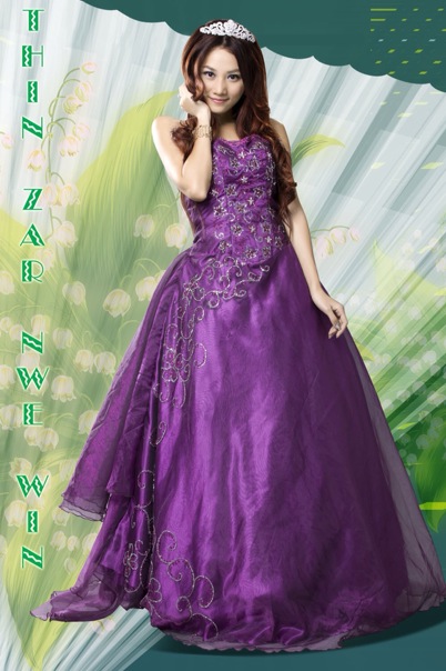 myanmar model girl with purple outfit thinzar nwe win