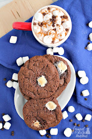 These rich, chewy Mexican Hot Chocolate Cookies are chock full of gooey marshmallows & chocolate chips with just a hint of cinnamon.