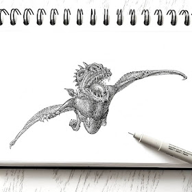 04-The-flying-dragon-Ink-drawings-Chewie-Co-www-designstack-co