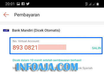 Nomor Virtual Account ShopeePay