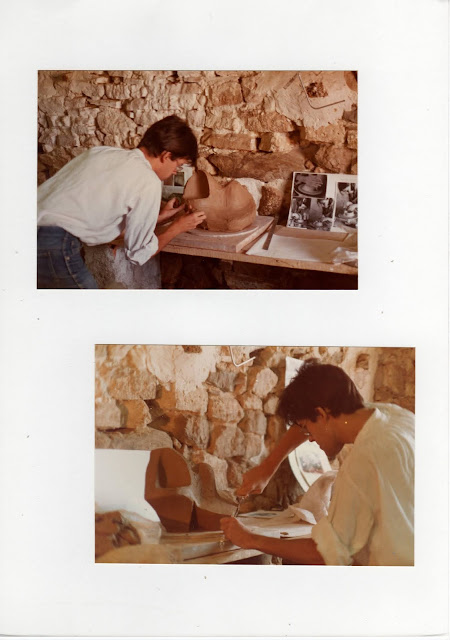 Stage de sculpture avec Henda à la Tour d'Embarbe (Provence), été 1983