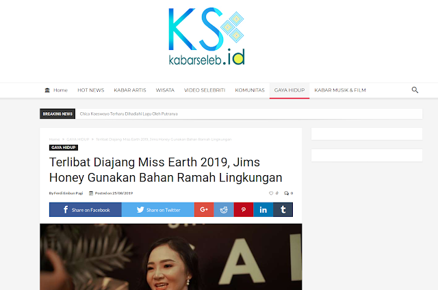 Terlibat di Ajang Miss Earth 2019, Jims Honey Gunakan Bahan Ramah Lingkungan