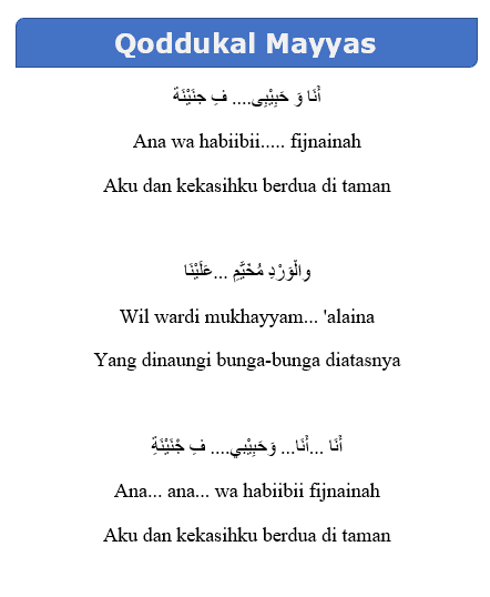 Lirik Qoddukal Mayyas Lengkap, Arab Latin dan Terjemahannya