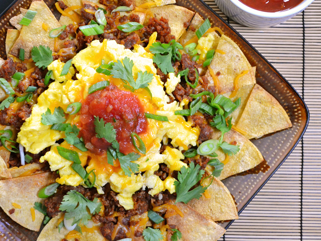 chorizo breakfast nachos