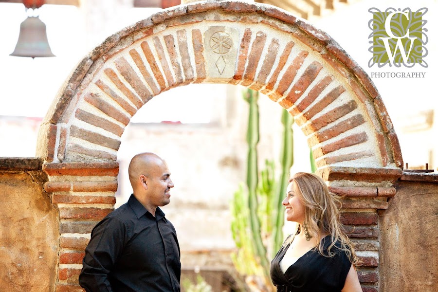 Engagement portrait san juan capistrano mission