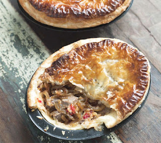 Steak, Caramelised Onion and Red Capsicum Mustard Pies Recipe