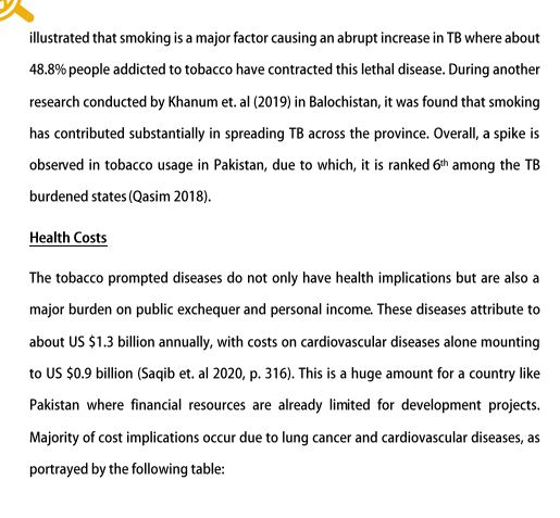 Health implications of smoking in Pakistan