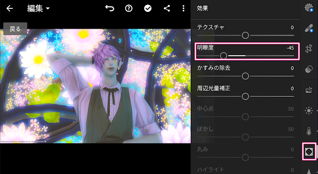 Adobe Lightloom モバイル SS加工