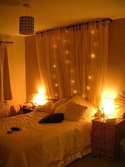 Cheap bedroom  lighting  ideas Lighted garlands decoration 