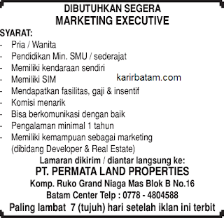 Lowongan Kerja PT. Permata Land Properties