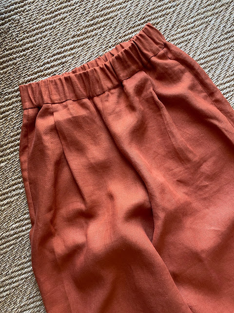 Diary of a Chain Stitcher: Birgitta Helmersson Zero Waste Block Pants in Heavyweight Paprika Linen from The Fabric Store