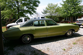 Green 1971 Buick Skylark 4 Door Right Rear Quarter Panel View