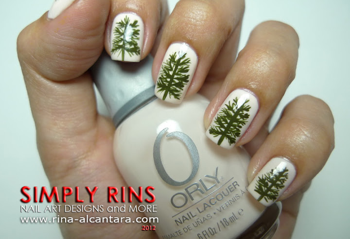 Pine Trees Nail Art Design