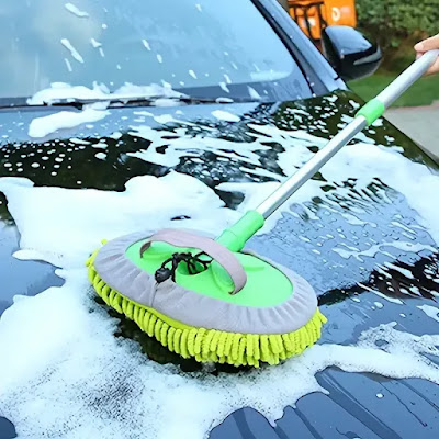 Microfiber Car Wash Brush Mop Kit, Mitt Sponge With Long Handle Car Cleaning Supplies Kit Duster Washing Car Tools Accessory