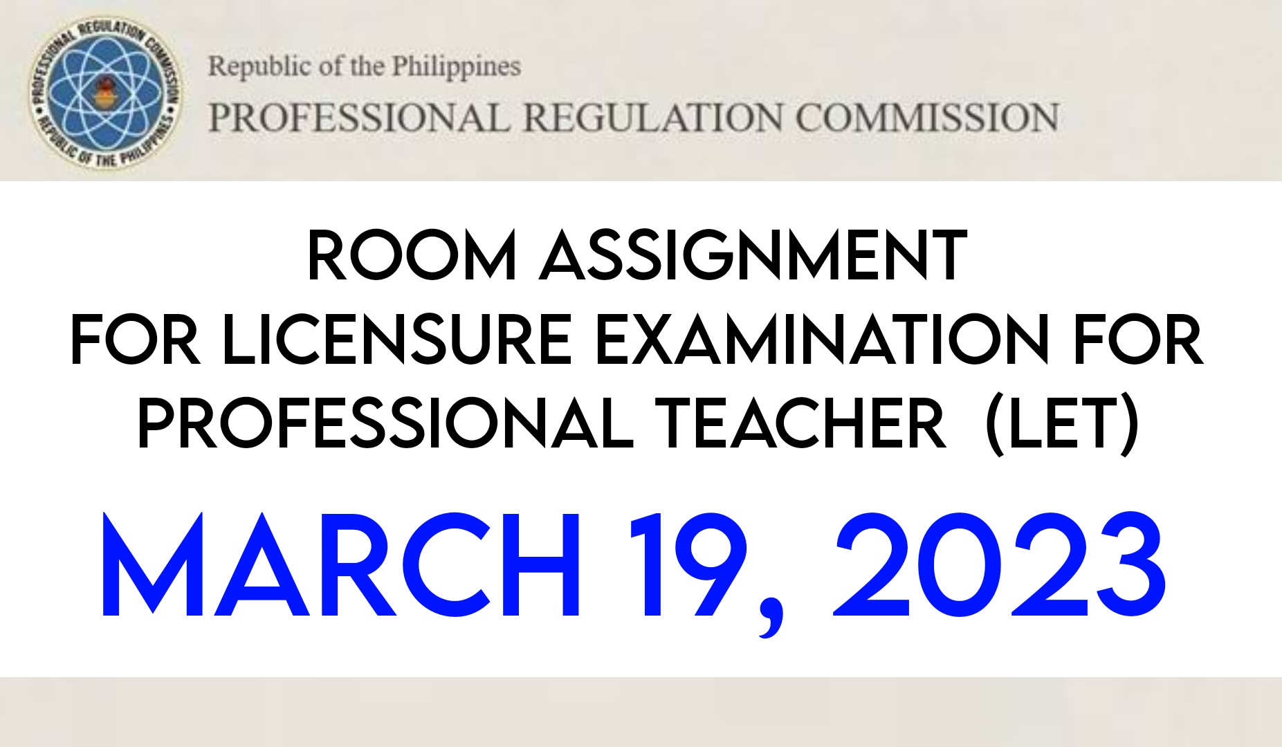 prc room assignment let march 2023