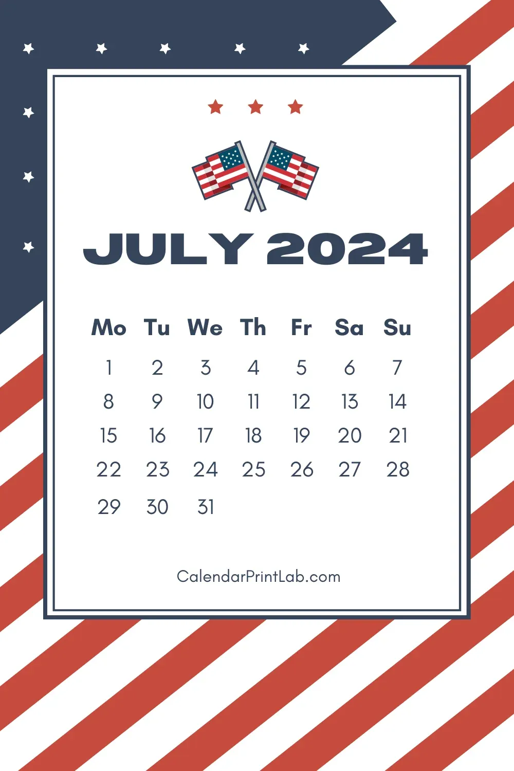 July 2024 Wall Calendar Printable