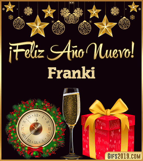 Gif de feliz año nuevo con nombre franki
