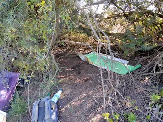 Isolation mat on a flat place in bushes.