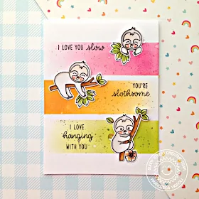 Sunny Studio Stamps: Silly Sloths Fabulous Flamingos Fancy Frames Dies Friendship Cards by Mona Toth and Franci Vignoli