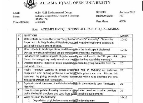 aiou-old-papers-msc-environmental-design-1585