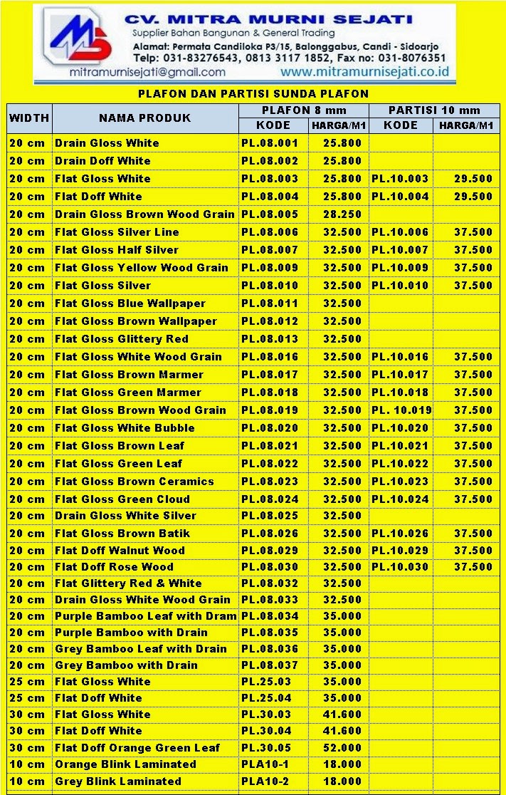  PLAFON DINDING MASA KINI WPC PVC SURABAYA SUNDA 