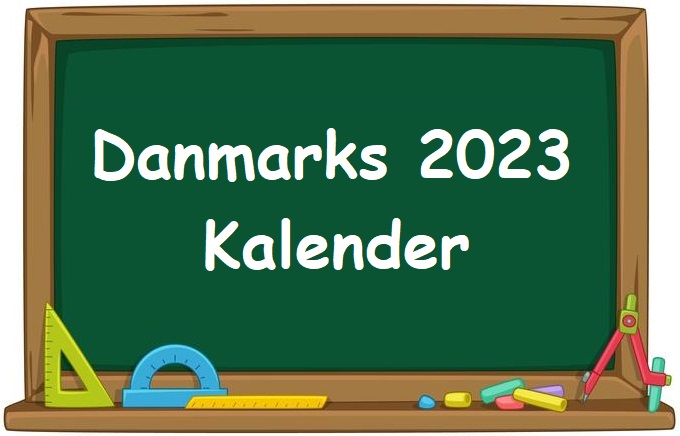 Danmarks printbar kalender for år 2023 sammen med helligdage og månefaser