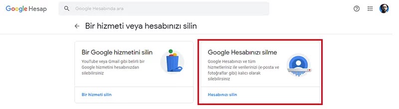 Gmail Hesabı Silme