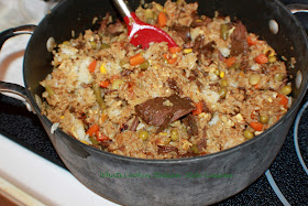 Venison deer meat with vegetables and fried rice