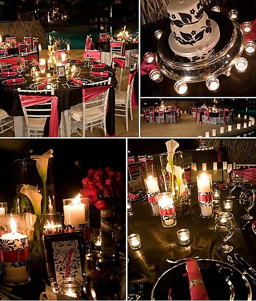 black white and red wedding centerpieces