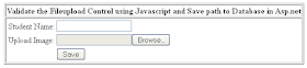 Validate Fileupload Control in Asp.net using Javascript
